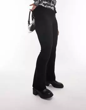 Черные расклешенные брюки из эластичного вельвета Topshop Curve