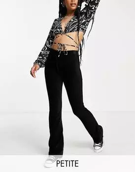 Черные расклешенные брюки из эластичного вельвета Topshop Petite