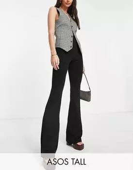 Черные расклешенные брюки из джерси ASOS DESIGN Tall