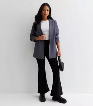 Черные расклешенные брюки из джерси Petite New Look, черный