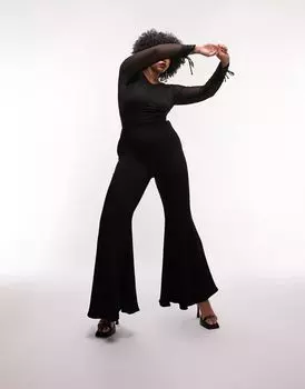 Черные расклешенные брюки ограниченной серии Topshop Curve