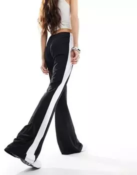 Черные расклешенные брюки с контрастной строчкой ASOS