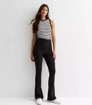 Черные расклешенные брюки с высокой талией New Look, черный