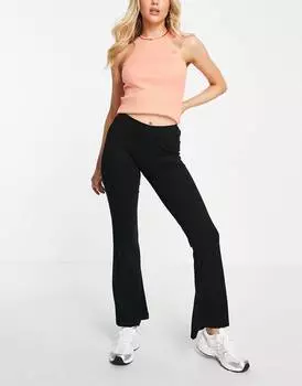 Черные расклешенные брюки с заниженной талией ASOS DESIGN