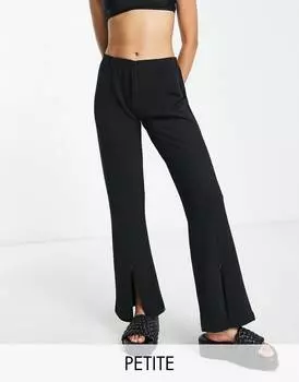 Черные расклешенные брюки с заниженной талией Topshop Petite