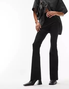 Черные расклешенные брюки с завышенной талией Topshop