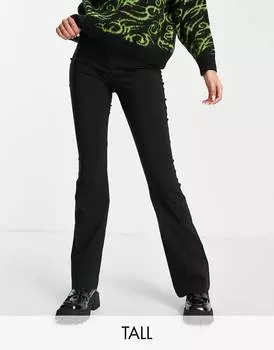 Черные расклешенные брюки с завышенной талией Topshop Tall