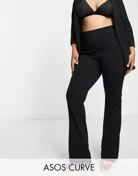 Черные расклешенные брюки скинни ASOS DESIGN Curve