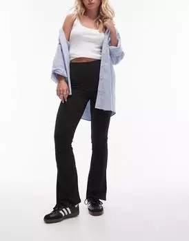 Черные расклешенные брюки скинни в рубчик Topshop