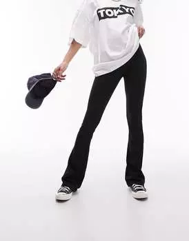 Черные расклешенные брюки скинни в рубчик Topshop