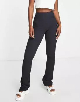 Черные расклешенные брюки Topshop popcorn