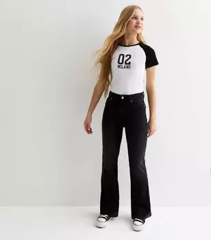 Черные расклешенные джинсы Brooke с высокой талией для девочек New Look, черный
