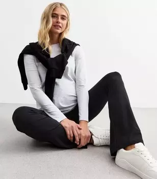 Черные расклешенные леггинсы с высокой талией для беременных New Look, черный