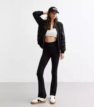 Черные расклешенные леггинсы с высокой талией New Look, черный