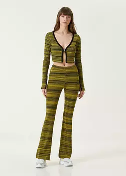 Черные расклешенные трикотажные брюки в полоску dalton Bassigue