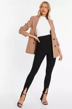 Черные ребристые леггинсы QUIZ Clothing