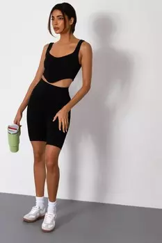 Черные ребристые велосипедные шорты QUIZ Clothing