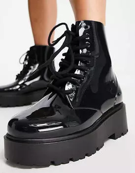 Черные резиновые сапоги на шнуровке ASOS DESIGN Generate