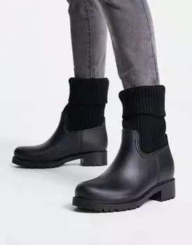 Черные резиновые сапоги-носки ASOS DESIGN Gabrielle