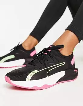 Черные, розовые и зеленые кроссовки Puma Training PWR XX Nitro
