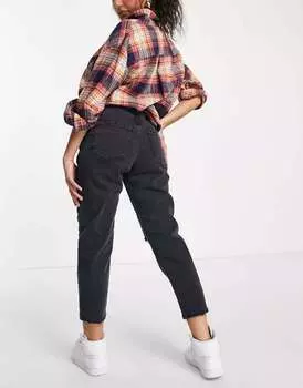 Черные рваные джинсы «мом» New Look