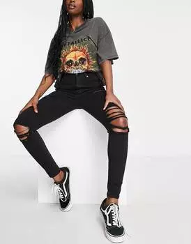 Черные рваные джинсы Topshop Jamie