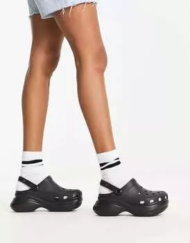 Черные сабо на платформе Crocs Bae