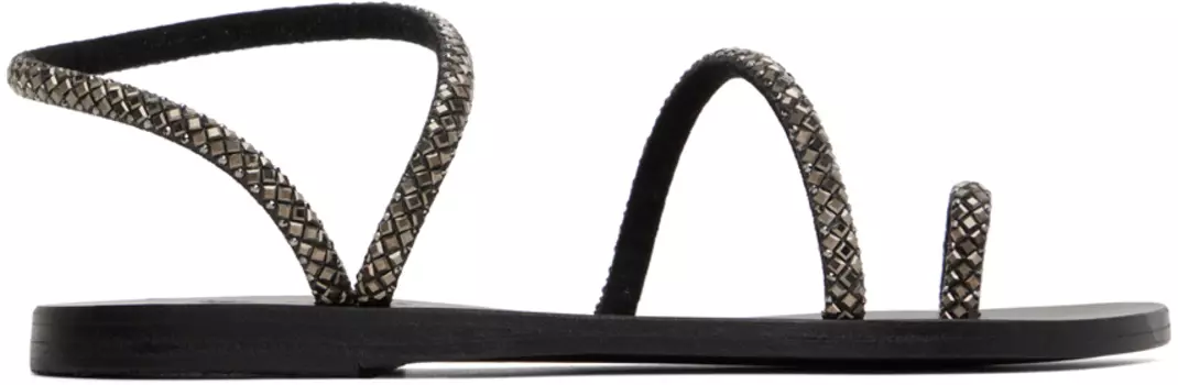 Черные сандалии Apli Eleftheria с кристаллами Ancient Greek Sandals