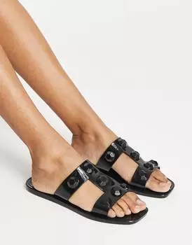 Черные сандалии без задника с заклепками ASOS DESIGN Fuel