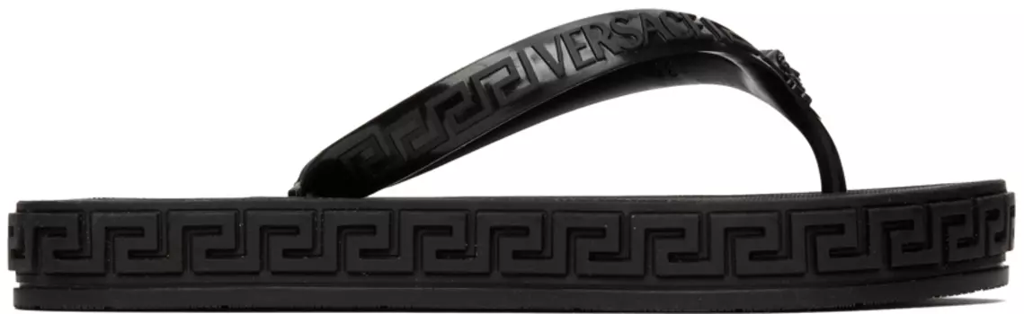 Черные сандалии Greca Versace