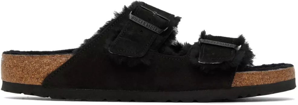 Черные сандалии из овчины Birkenstock Regular Arizona