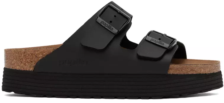 Черные сандалии на платформе Birkenstock Papillio Arizona