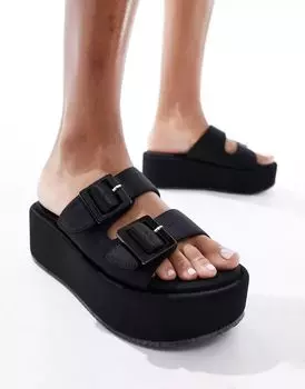 Черные сандалии на платформе с пряжкой ASOS Design Taxon
