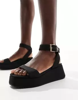 Черные сандалии на плоской платформе ASOS DESIGN Tantoo