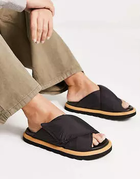Черные сандалии на плоской подошве ASOS DESIGN Fibers
