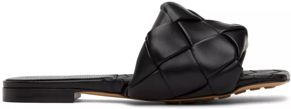 Черные сандалии на плоской подошве Intrecciato Lido Bottega Veneta