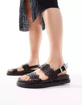 Черные сандалии на плоской подошве River Island
