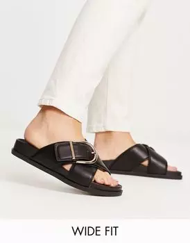 Черные сандалии на плоской подошве с пряжкой и пряжкой ASOS DESIGN - BLACK