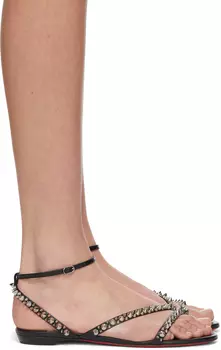 Черные сандалии на плоской подошве с шипами Mafaldina Christian Louboutin
