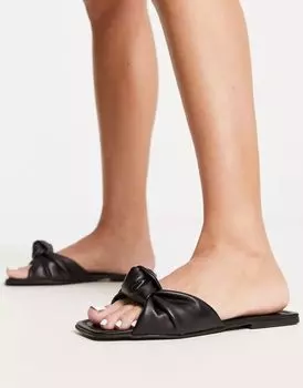 Черные сандалии на плоской подошве с завязками ASOS Firefly