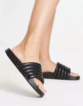 Черные сандалии на плоской подошве Steve Madden Slay