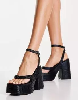 Черные сандалии на высокой платформе с круглым носком Topshop