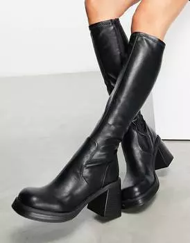 Черные сапоги на каблуке со средним каблуком ASOS DESIGN Catch