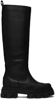 Черные сапоги-трубы с тиснением GANNI