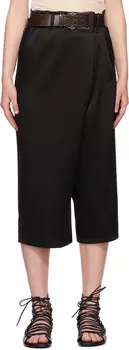 Черные сатиновые брюки асимметричного кроя Ann Demeulemeester