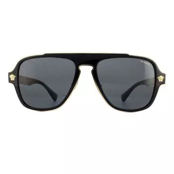 Черные, серые поляризованные солнцезащитные очки Aviator VE2199 Versace, черный