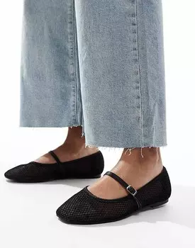 Черные сетчатые балетки River Island
