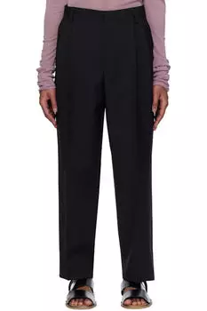 Черные шерстяные брюки из твила Dries Van Noten