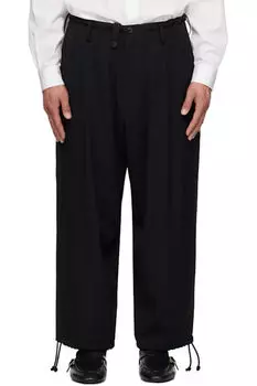 Черные шерстяные брюки New Standard 2Tucks String YOHJI YAMAMOTO