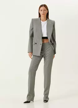 Черные шерстяные брюки с узором цвета экрю Alexander McQueen